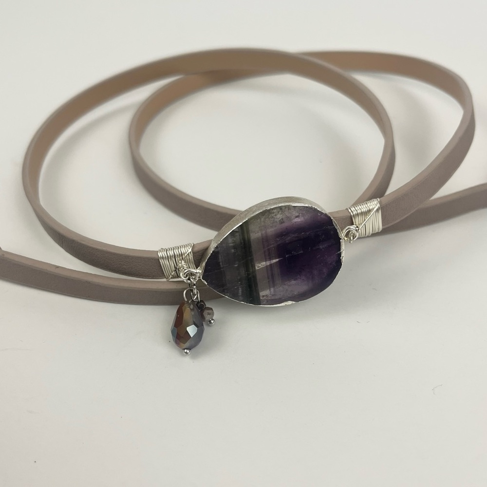 Bohemian LJ Vegan Leather Lavender Belt And Wire Wrapped Accent Belt